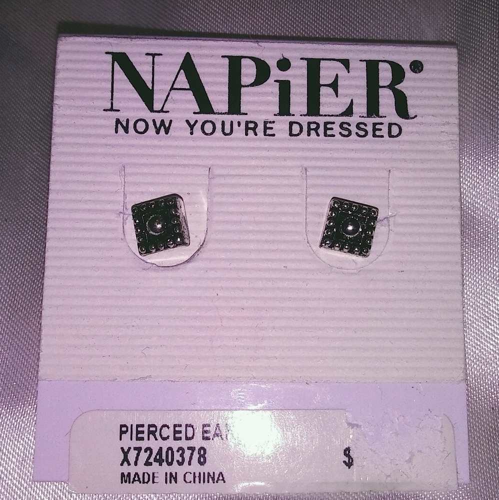 Vintage Napier Black Stud Earrings